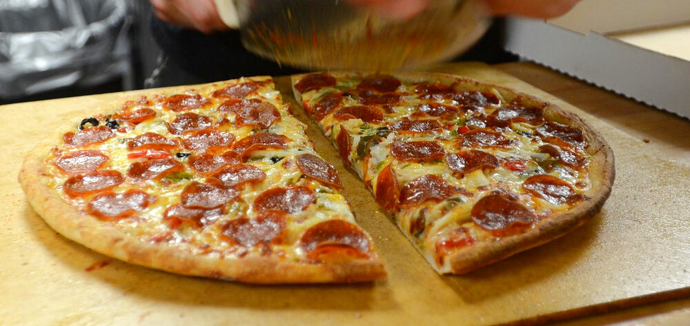 Syracuse style pizza, cut square